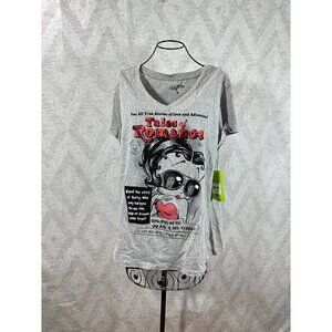 NWT Betty Boop tales of romance grey v neck t shirt size 2X